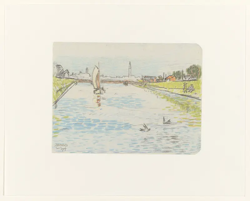 Gezicht op een kanaal met een zeilschip Wall Art by Jan Toorop - High-Resolution Digital Print