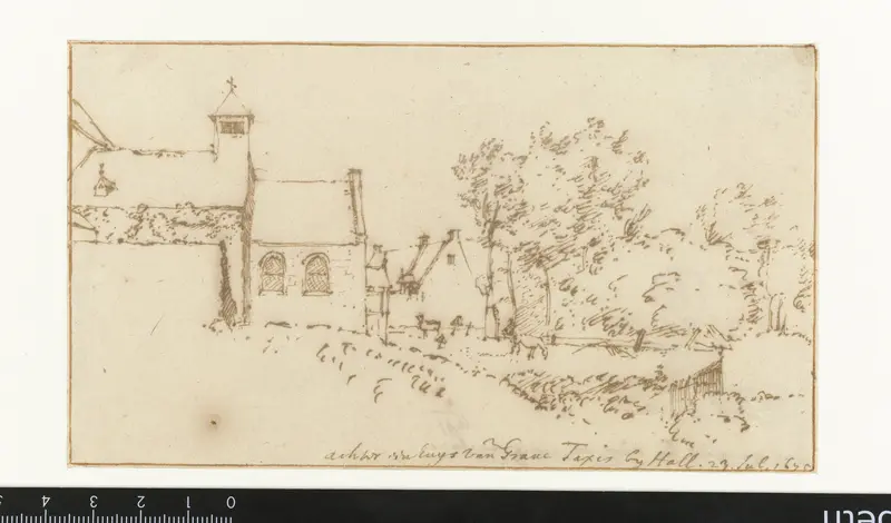 Gezicht op een kapel en een kerkhof Wall Art by Constantijn Huygens (II) - High-Resolution Digital Print