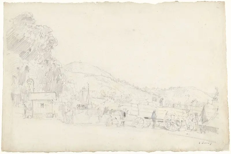 Gezicht op een kleine Bretonse haven Wall Art by Eugène Boudin - High-Resolution Digital Print