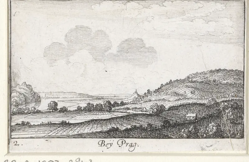 Gezicht op een landschap in de omgeving van Praag Wall Art by Abraham Hogenberg - High-Resolution Digital Print