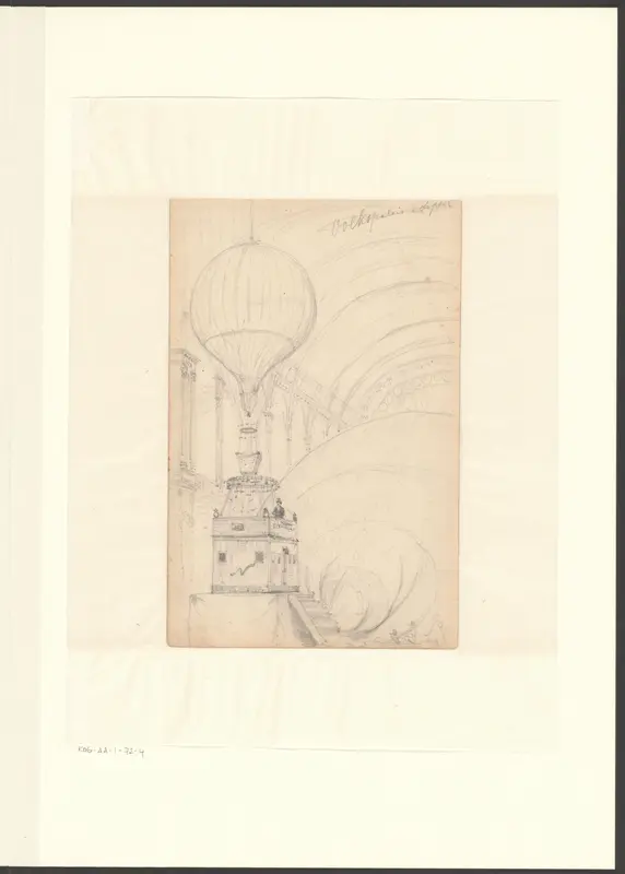Gezicht op een luchtballon in het Paleis voor Volksvlijt Wall Art by Unknown - High-Resolution Digital Print