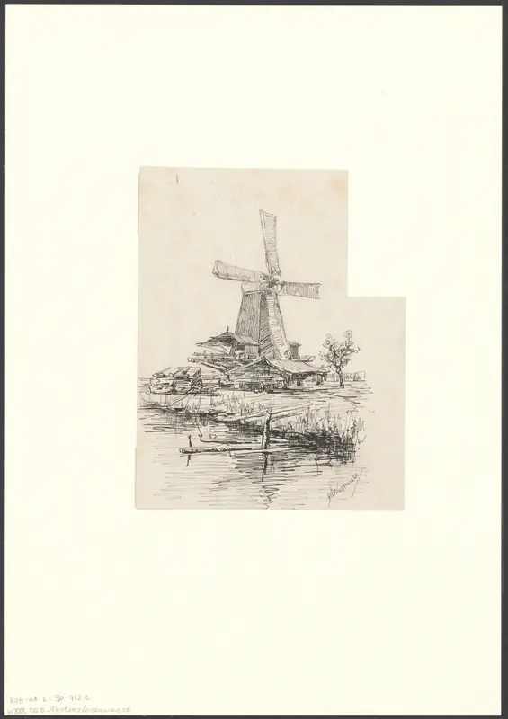 Gezicht op een molen aan de Kostverlorenvaart Wall Art by Unknown - High-Resolution Digital Print