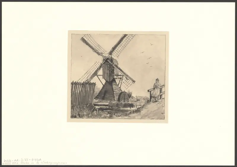 Gezicht op een molen bij de Watergraafsmeer Wall Art by Unknown - High-Resolution Digital Print