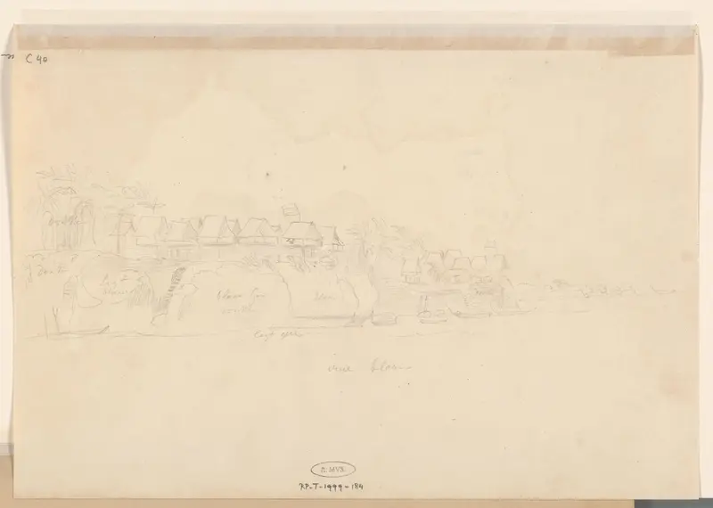Gezicht op een nederzetting, langs de kust van een der Aru eilanden, Zuidoost-Molukken Wall Art by Adrianus Johannes Bik - High-Resolution Digital Print