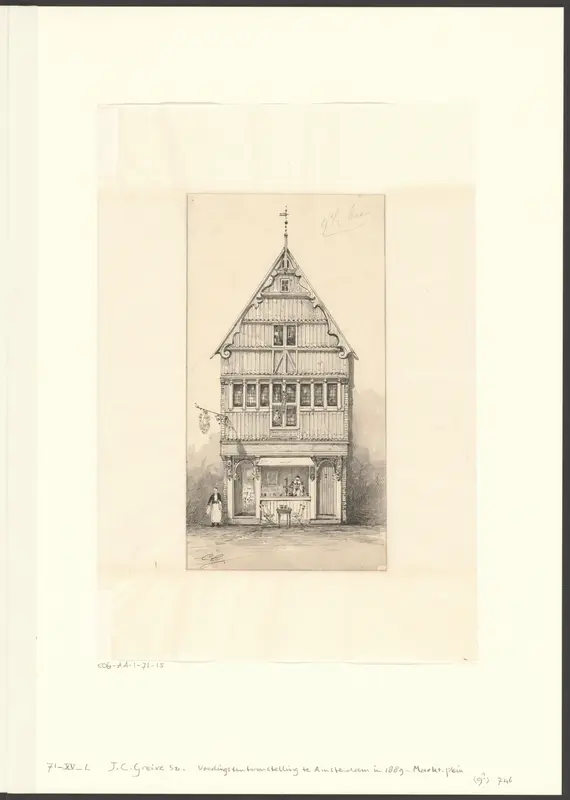 Gezicht op een oud-Hollandse taveerne gebouwd voor de tentoonstelling van Voedingsmiddelen op het Museumplein van 1887 Wall Art by Unknown - High-Resolution Digital Print
