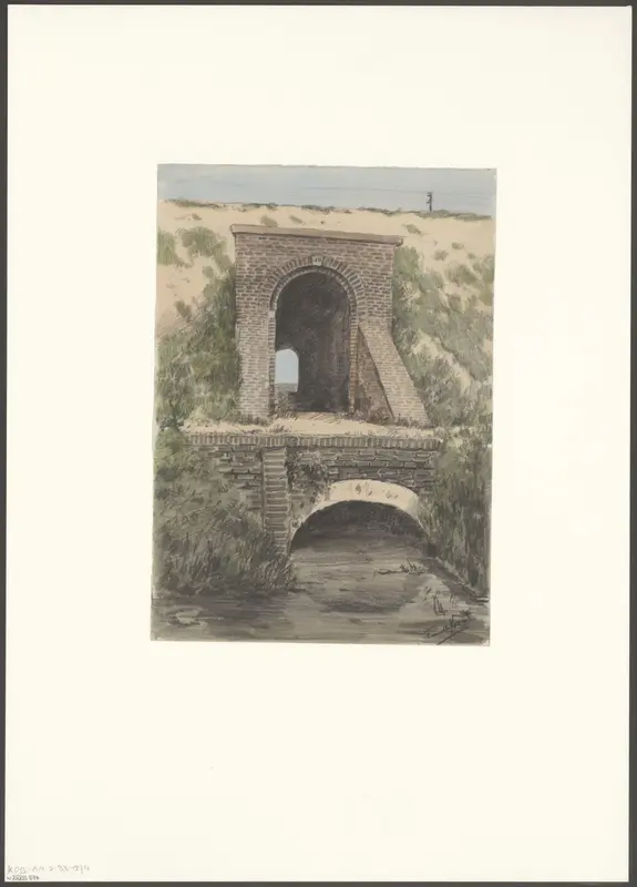 Gezicht op een poort onder de spoordijk Wall Art by Unknown - High-Resolution Digital Print