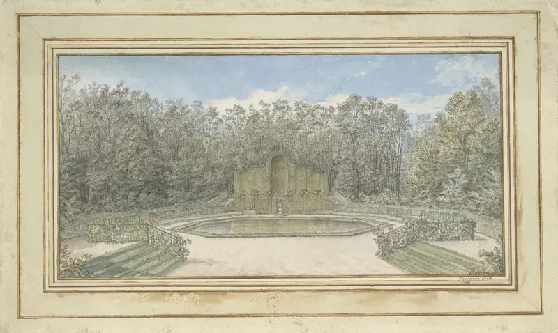 Gezicht op een prieel van latwerk in een park Wall Art by Alexis Nicolas Pérignon (le vieux) - High-Resolution Digital Print