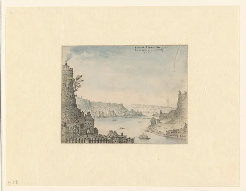 Gezicht op een stad aan een rivier Wall Art by Unknown - High-Resolution Digital Print