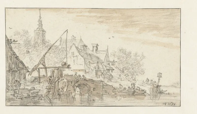 Gezicht op een stad aan het water Wall Art by Jan van Goyen - High-Resolution Digital Print