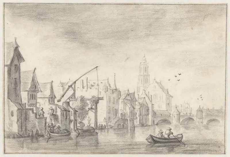 Gezicht op een stad aan het water Wall Art by anonymous - High-Resolution Digital Print