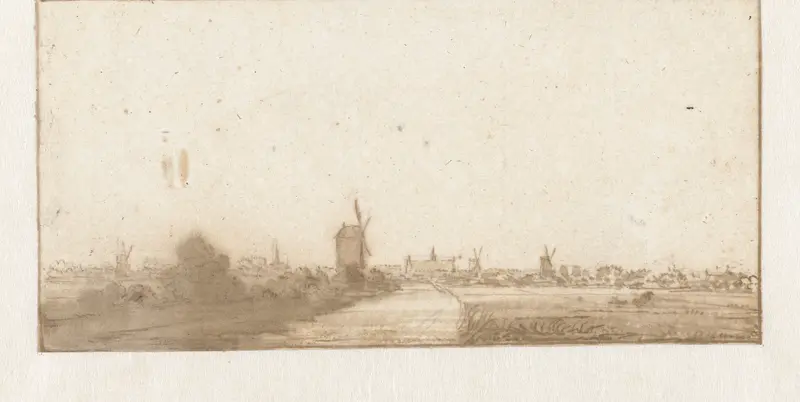 Gezicht op een stad (Leiden ?) Wall Art by Unknown - High-Resolution Digital Print