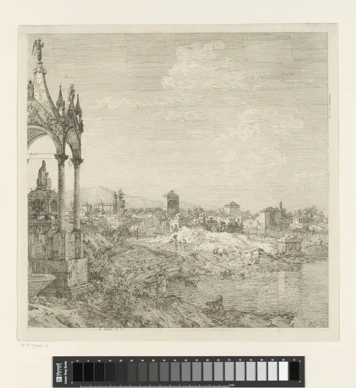 Gezicht op een stad met graftombe van een bisschop Wall Art by Joseph Smith - High-Resolution Digital Print