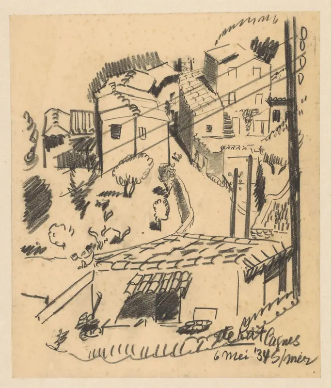 Gezicht op een straat in Cagnes sur Mer Wall Art by Unknown - High-Resolution Digital Print