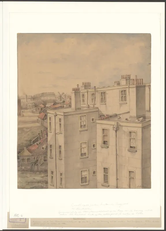 Gezicht op enkele achtergevels van huizen buiten de Zaagmolenpoort Wall Art by Unknown - High-Resolution Digital Print
