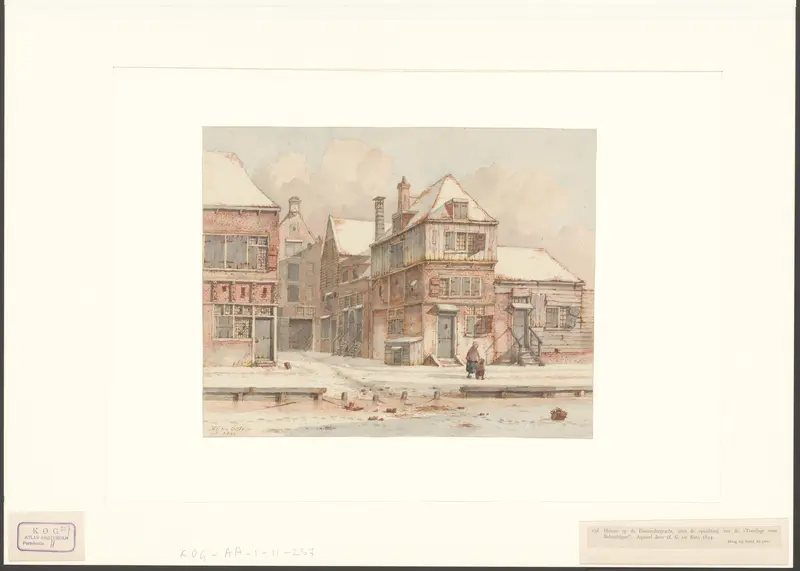Gezicht op enkele huizen aan de Passeerdersgracht in de winter Wall Art by Unknown - High-Resolution Digital Print