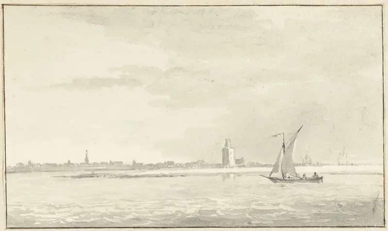 Gezicht op Enkhuizen van zee Wall Art by Aert Schouman - High-Resolution Digital Print