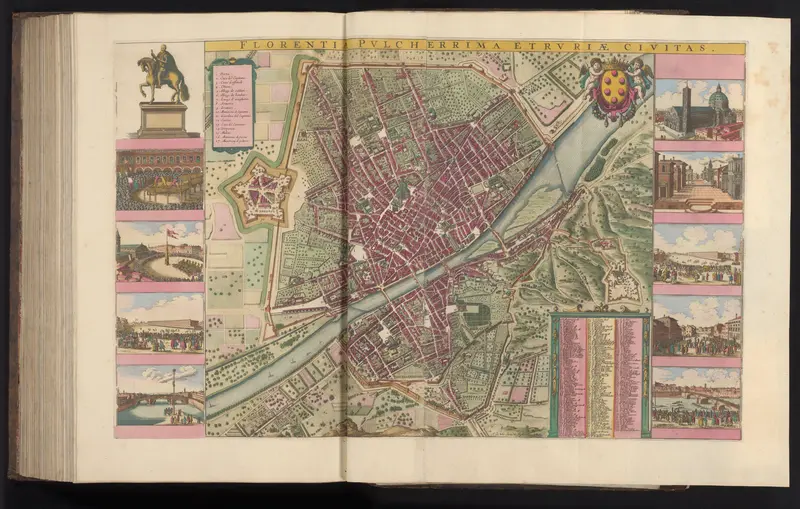 Gezicht op Florence in vogelvluchtperspectief Wall Art by Wenceslaus Hollar - High-Resolution Digital Print