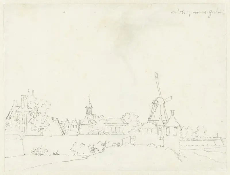 Gezicht op Gorinchem met de Arkelse poort (?) Wall Art by Cornelis Pronk - High-Resolution Digital Print