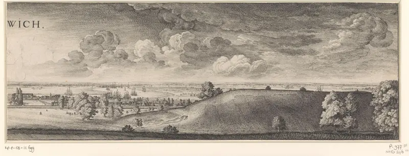 Gezicht op Greenwich (rechter plaat) Wall Art by Wenceslaus Hollar - High-Resolution Digital Print