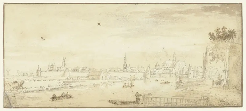 Gezicht op Haarlem met het Spaarne op de voorgrond Wall Art by Abraham Rademaker - High-Resolution Digital Print