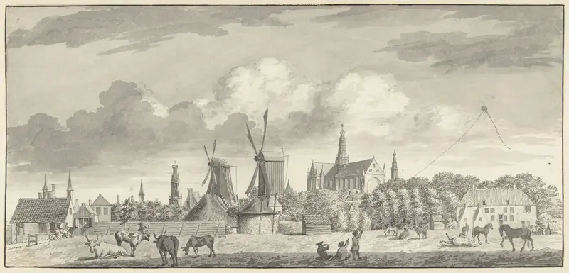 Gezicht op Haarlem vanuit het noordwesten Wall Art by Hendrik Spilman - High-Resolution Digital Print