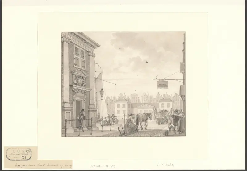 Gezicht op het Accijnshuis, hoek Oudebrugsteeg Wall Art by Unknown - High-Resolution Digital Print