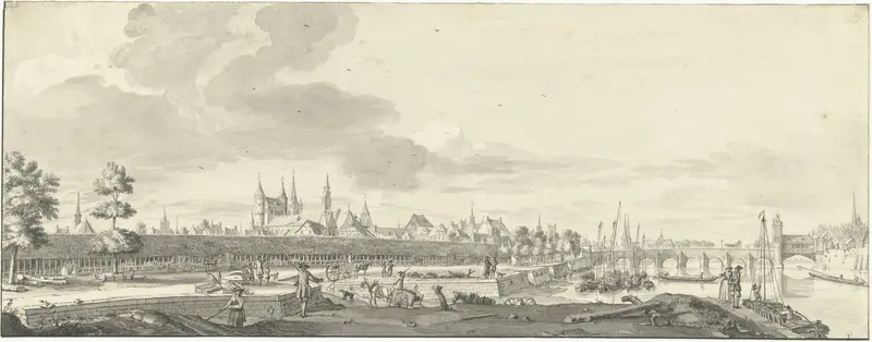 Gezicht op het Bat en de Maasbrug te Maastricht Wall Art by Jan de Beijer - High-Resolution Digital Print