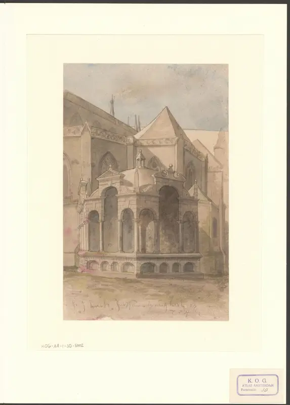 Gezicht op het Bekkeneelshuisje van de Nieuwe Kerk Wall Art by anonymous - High-Resolution Digital Print