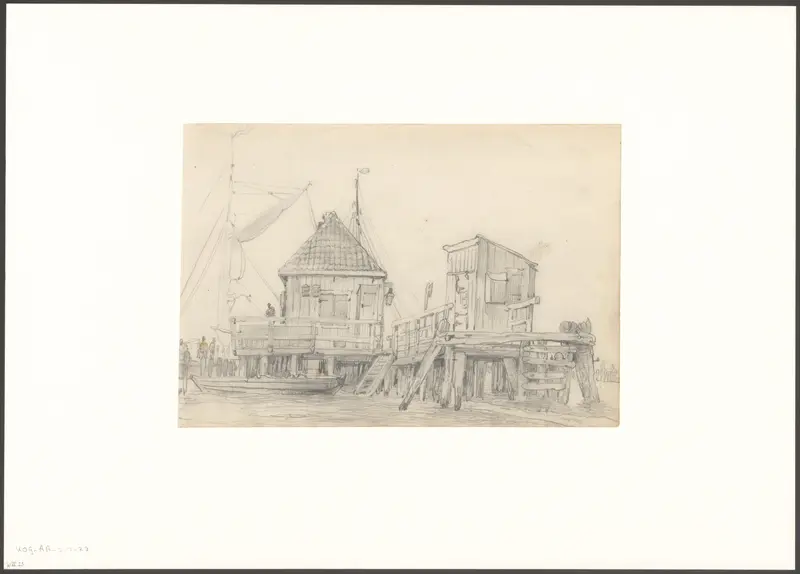 Gezicht op het Bothuisje in het IJ Wall Art by Unknown - High-Resolution Digital Print