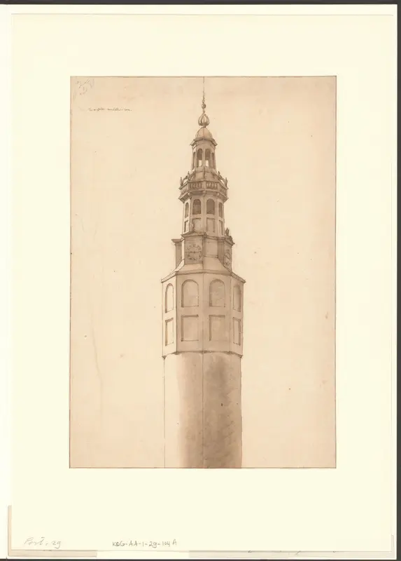 Gezicht op het bovengedeelte van de Montelbaanstoren Wall Art by Unknown - High-Resolution Digital Print