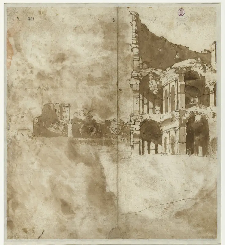 Gezicht op het Colosseum te Rome Wall Art by Cornelis van Poelenburch - High-Resolution Digital Print