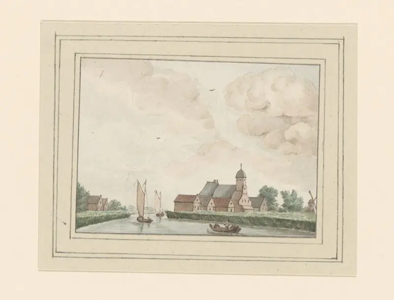 Gezicht op het dorp Koedijk aan het Noordhollandsch Kanaal Wall Art by anonymous - High-Resolution Digital Print