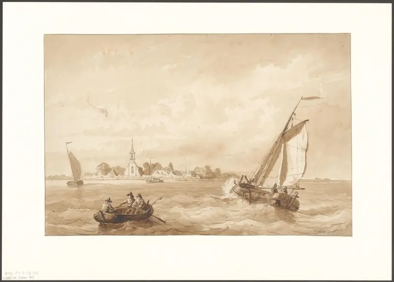 Gezicht op het dorp Sloten vanaf het Haarlemmermeer Wall Art by Unknown - High-Resolution Digital Print