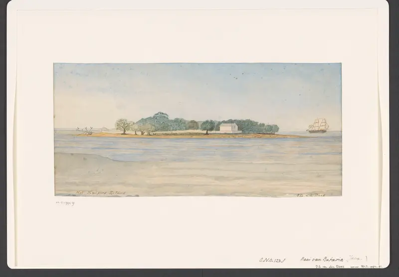 Gezicht op het eiland Kuiper in de baai van Batavia Wall Art by Unknown - High-Resolution Digital Print