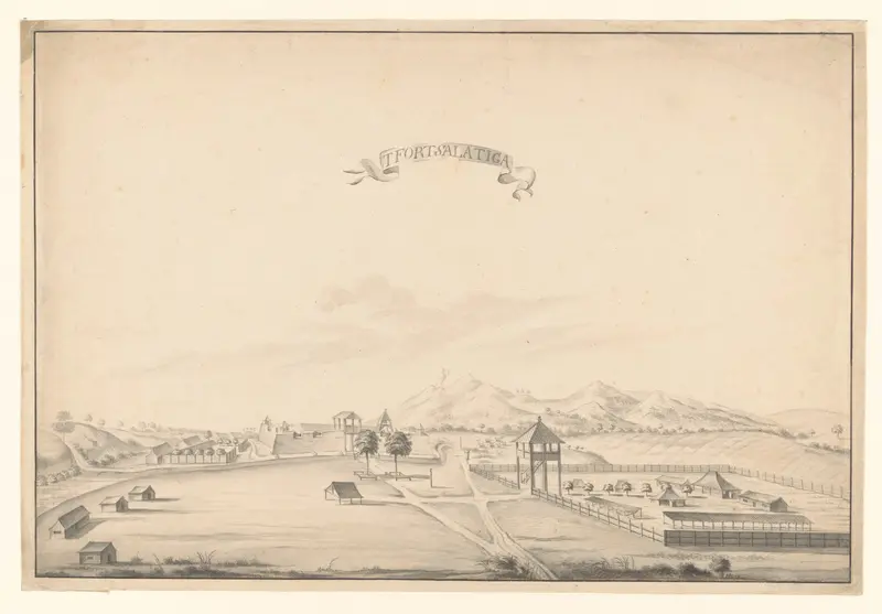 Gezicht op het fort Salatiga Wall Art by Unknown - High-Resolution Digital Print