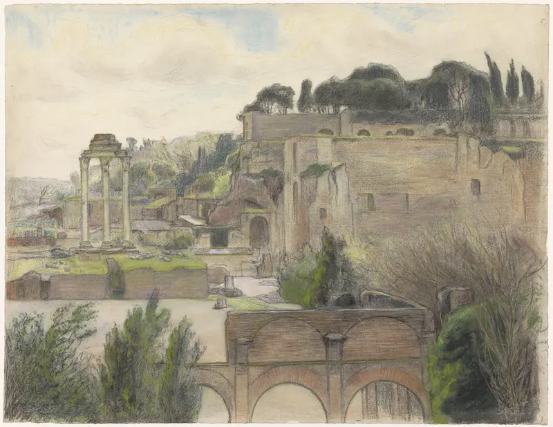 Gezicht op het Forum Romanum en de Palatijn, gezien vanaf de Via Capitolina Wall Art by Frans Smissaert - High-Resolution Digital Print