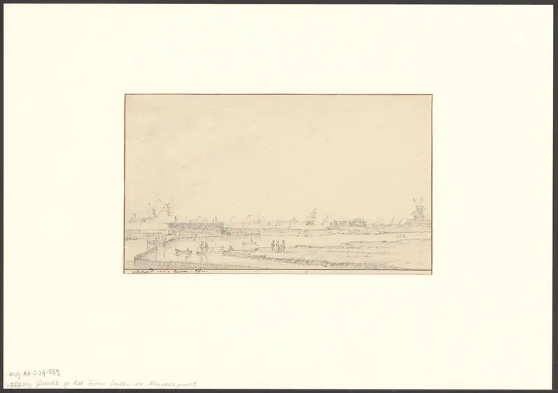 Gezicht op het Funen met links het bolwerk Zeeburg met molen De Zon en rechts de Nieuwe Vaart Wall Art by Unknown - High-Resolution Digital Print