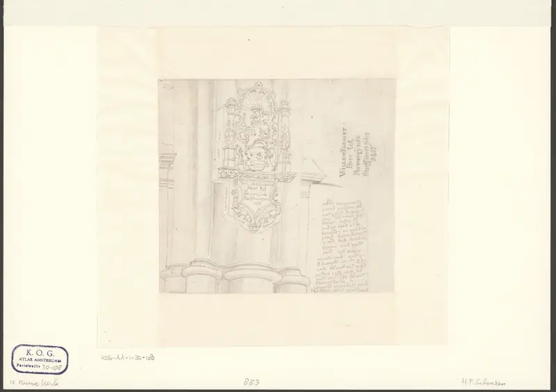 Gezicht op het grafmonument van Willem Eggert in de Nieuwe Kerk Wall Art by Unknown - High-Resolution Digital Print