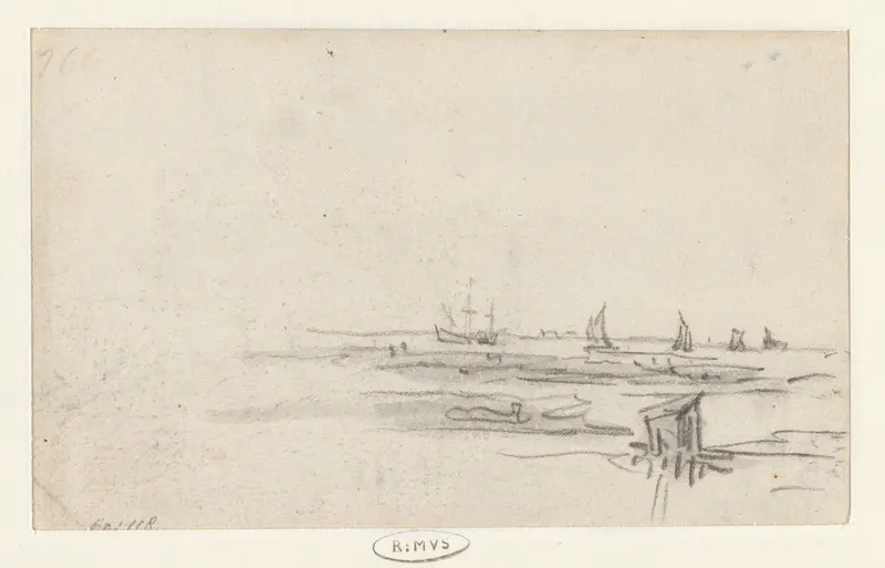 Gezicht op het IJ met een driemaster en zeilschepen Wall Art by Jan van Goyen - High-Resolution Digital Print