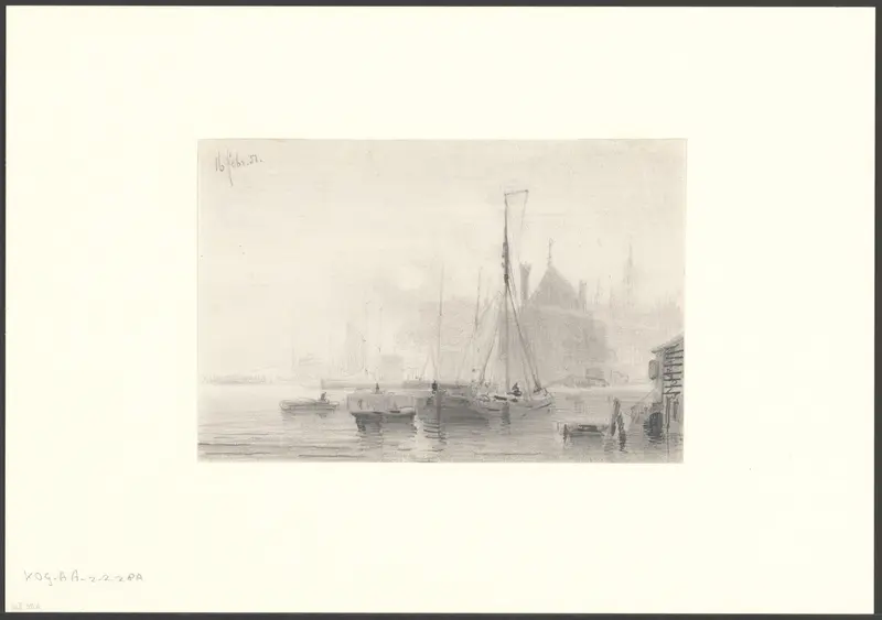 Gezicht op het IJ met schepen Wall Art by Everhardus Koster - High-Resolution Digital Print