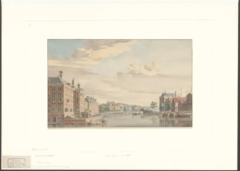 Gezicht op het jongensweeshuis aan de Amstel, gezien naar de Blauwbrug Wall Art by Unknown - High-Resolution Digital Print