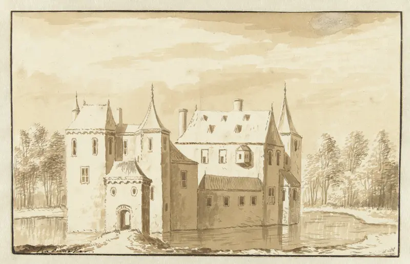 Gezicht op het kasteel Coebel bij Leiden Wall Art by Abraham Rademaker - High-Resolution Digital Print