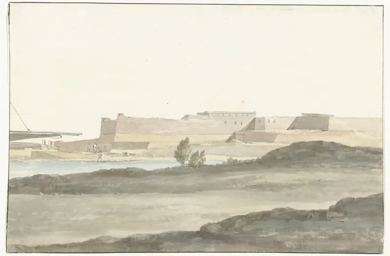 Gezicht op het kasteel in de haven van Barletta Wall Art by Louis Ducros - High-Resolution Digital Print