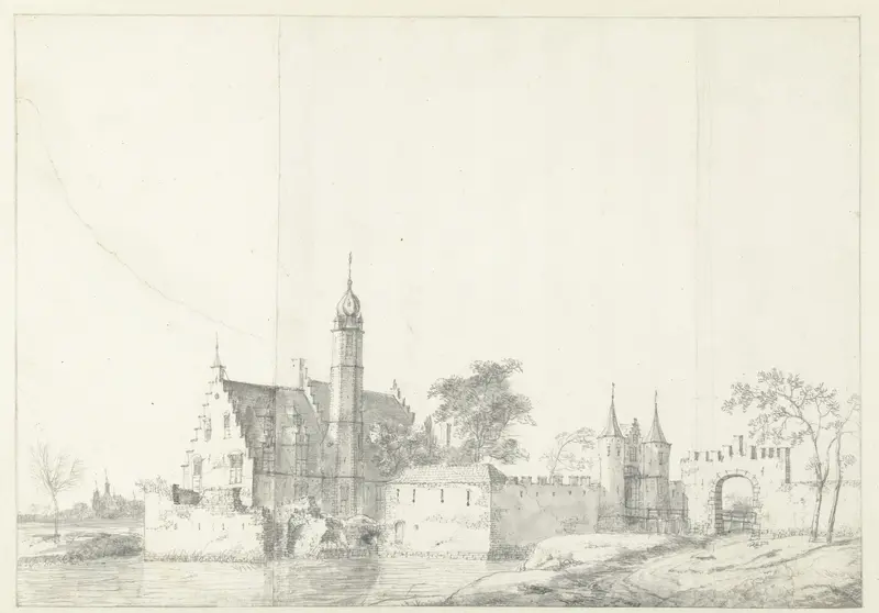 Gezicht op het kasteel Nieuw-Herlaar (?) Wall Art by Unknown - High-Resolution Digital Print