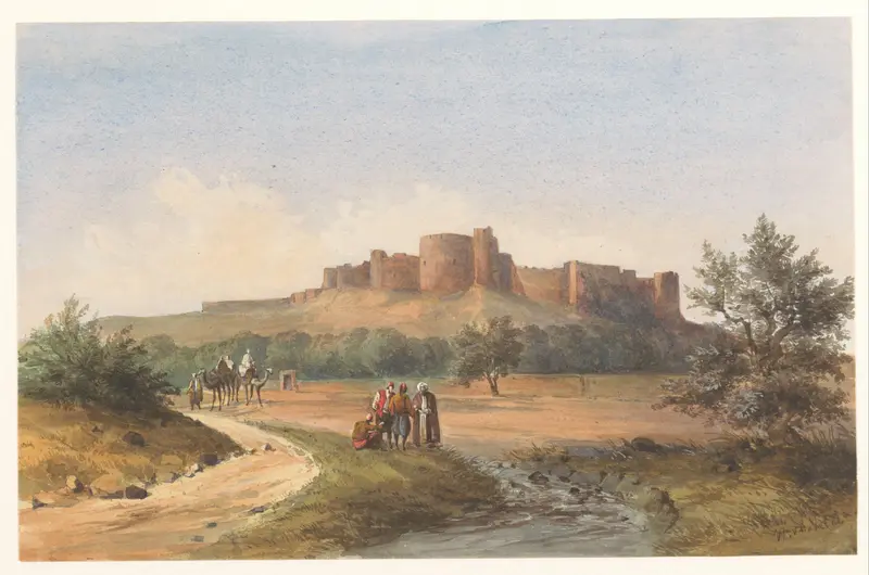 Gezicht op het kasteel St. Louis te Sidon, Libanon Wall Art by Charles William Meredith van de Velde - High-Resolution Digital Print