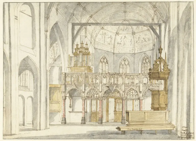 Gezicht op het koor van de Sint-Pieterskerk in 's-Hertogenbosch Wall Art by Pieter Jansz Saenredam - High-Resolution Digital Print