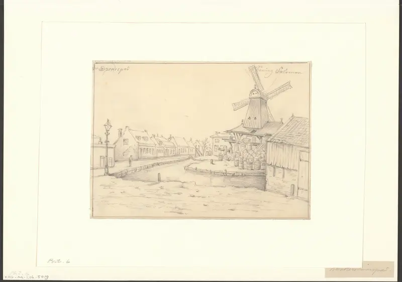 Gezicht op het Kwakersdwarspad met molen De Koning Salomon Wall Art by Unknown - High-Resolution Digital Print