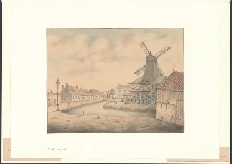 Gezicht op het Kwakersdwarspad met molen Koning Salomon Wall Art by Unknown - High-Resolution Digital Print