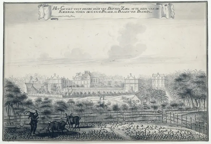 Gezicht op het landhuis van Buitenzorg Wall Art by Unknown - High-Resolution Digital Print