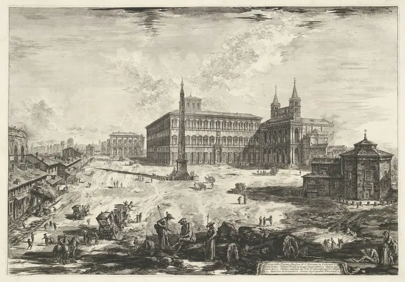 Gezicht op het Lateraan te Rome met de Sint-Jan van Lateranen Wall Art by Unknown - High-Resolution Digital Print